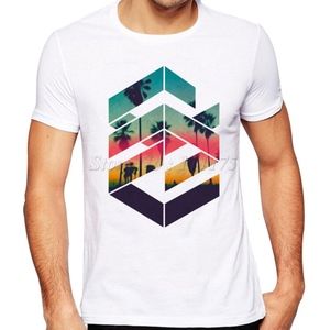 2018 Summer Geometric Sunset Beach Tee